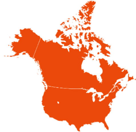 Website Map Orange Map of the United States and Canada